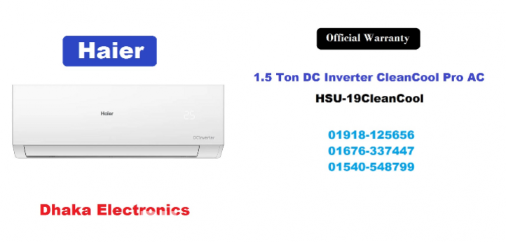 Haier 1.5 Ton DC Inverter Pro Split AC HSU-19CleanCool